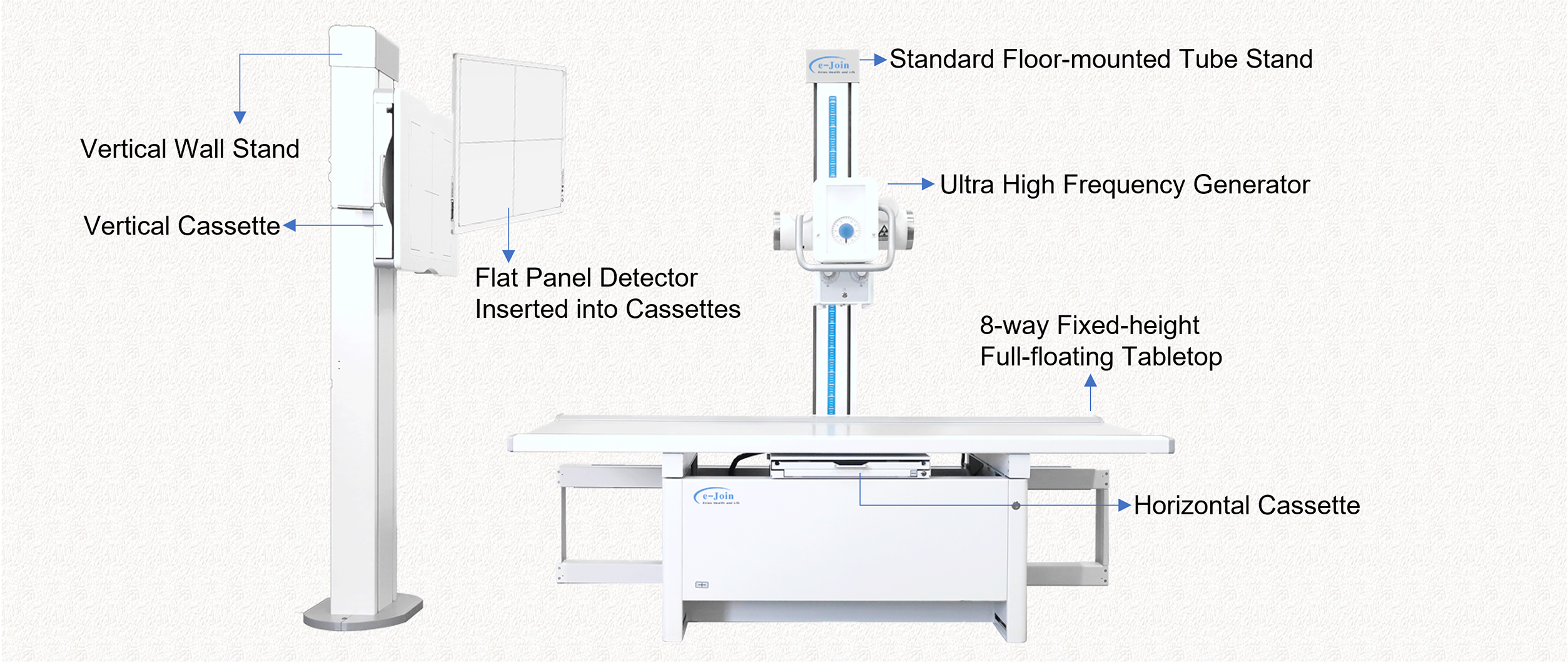 Structure Drawing of Fixed Floor-mounted Medical Digital Radiography X-ray Machine DF6500