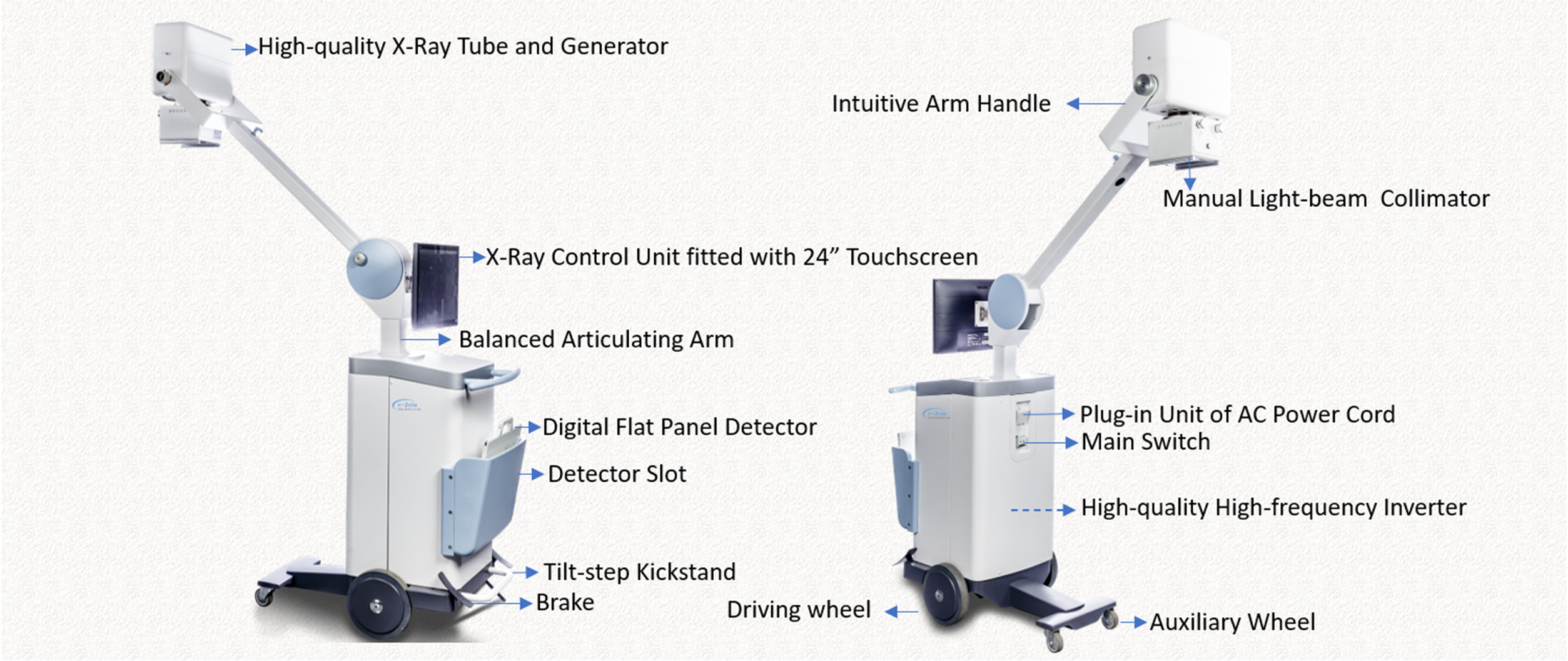 Structure Drawing of Medical Mobile Digital Radiography X-ray Imaging System DM8300