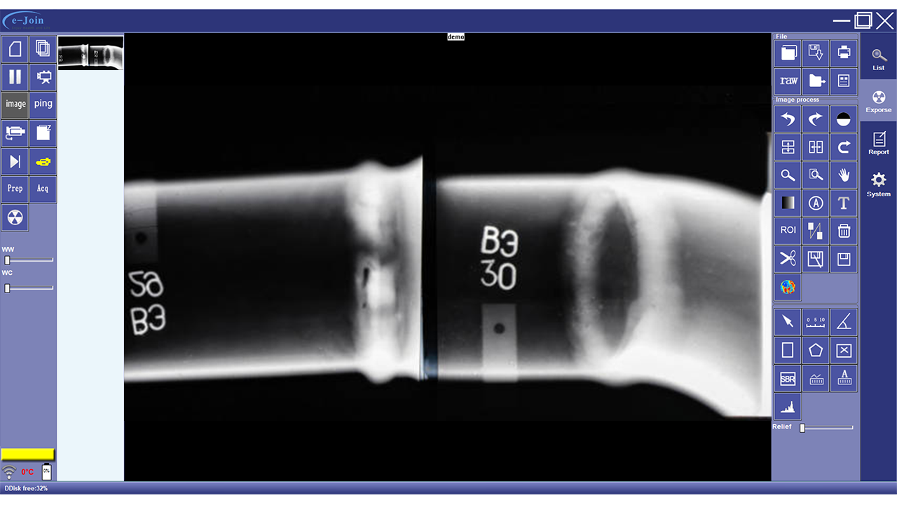 Workstation of GOS or CsI NDT Tethered Fixed Industrial Digital Imaging X-ray Detector NRD1717